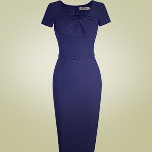 MUXXN Vintage style dress, Navy Blue NWT